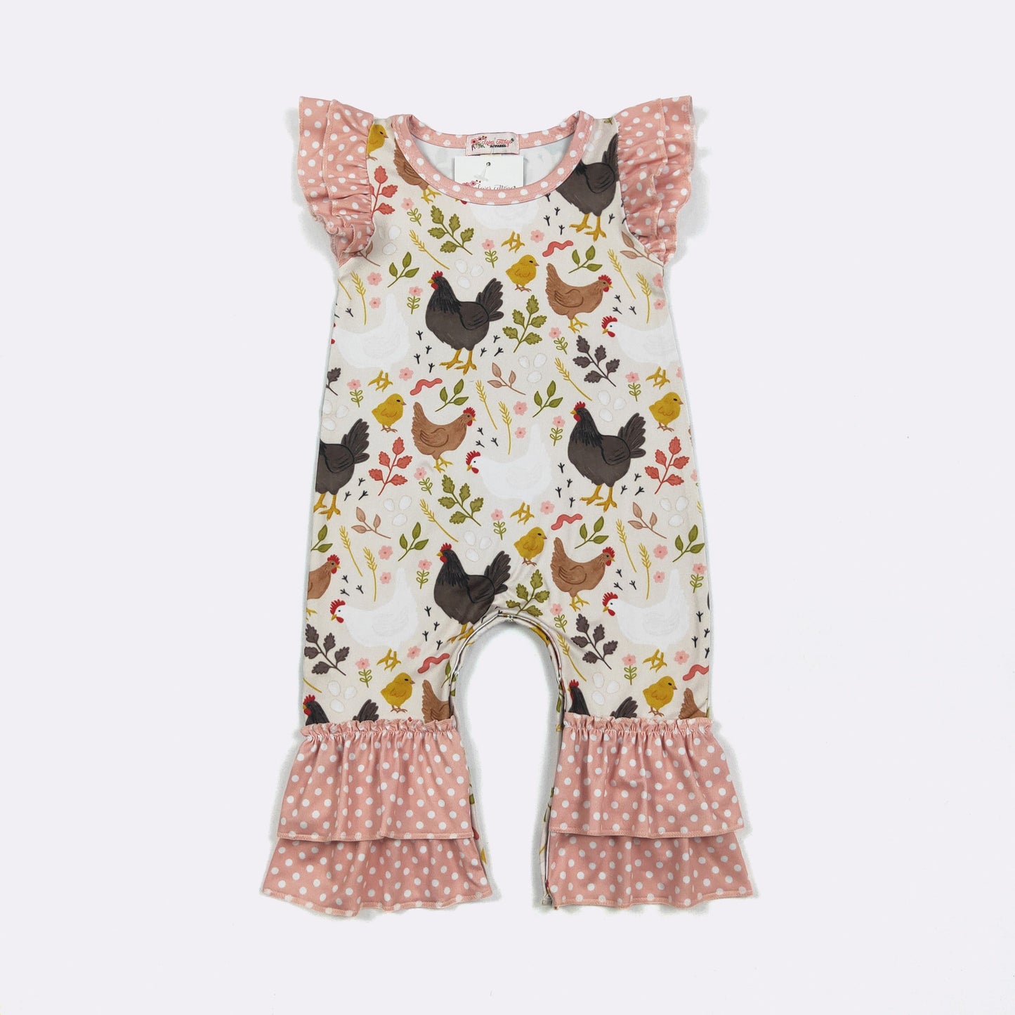 Chicken Chic Baby Romper by Clover Cottage 🐔