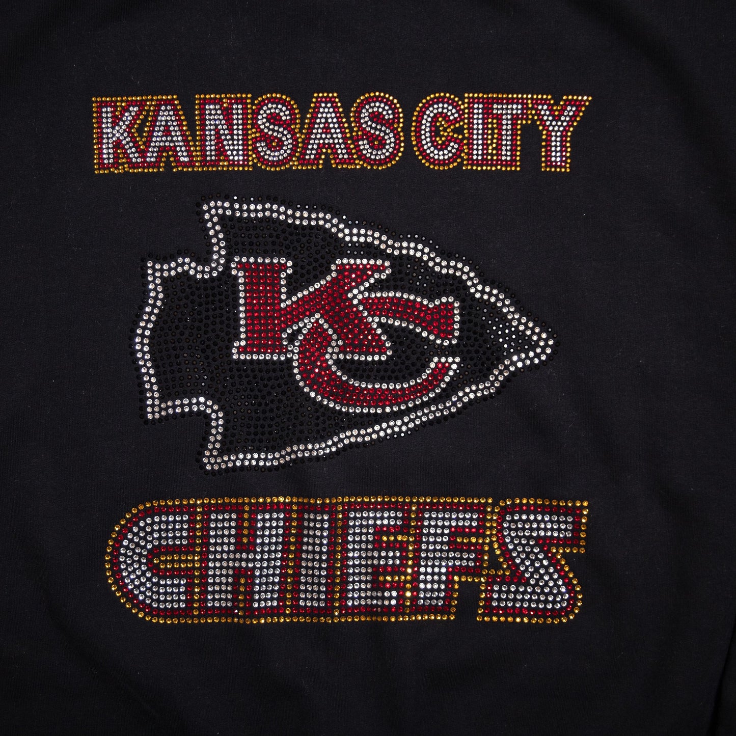 Kansas City Chiefs Rhinestone Black Crewneck Sweatshirt – Sparkling Game Day Spirit