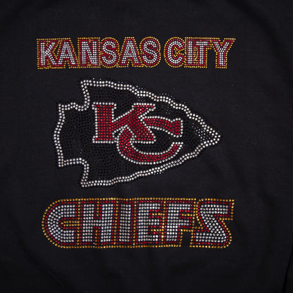 Kansas City Chiefs Rhinestone Black Crewneck Sweatshirt – Sparkling Game Day Spirit