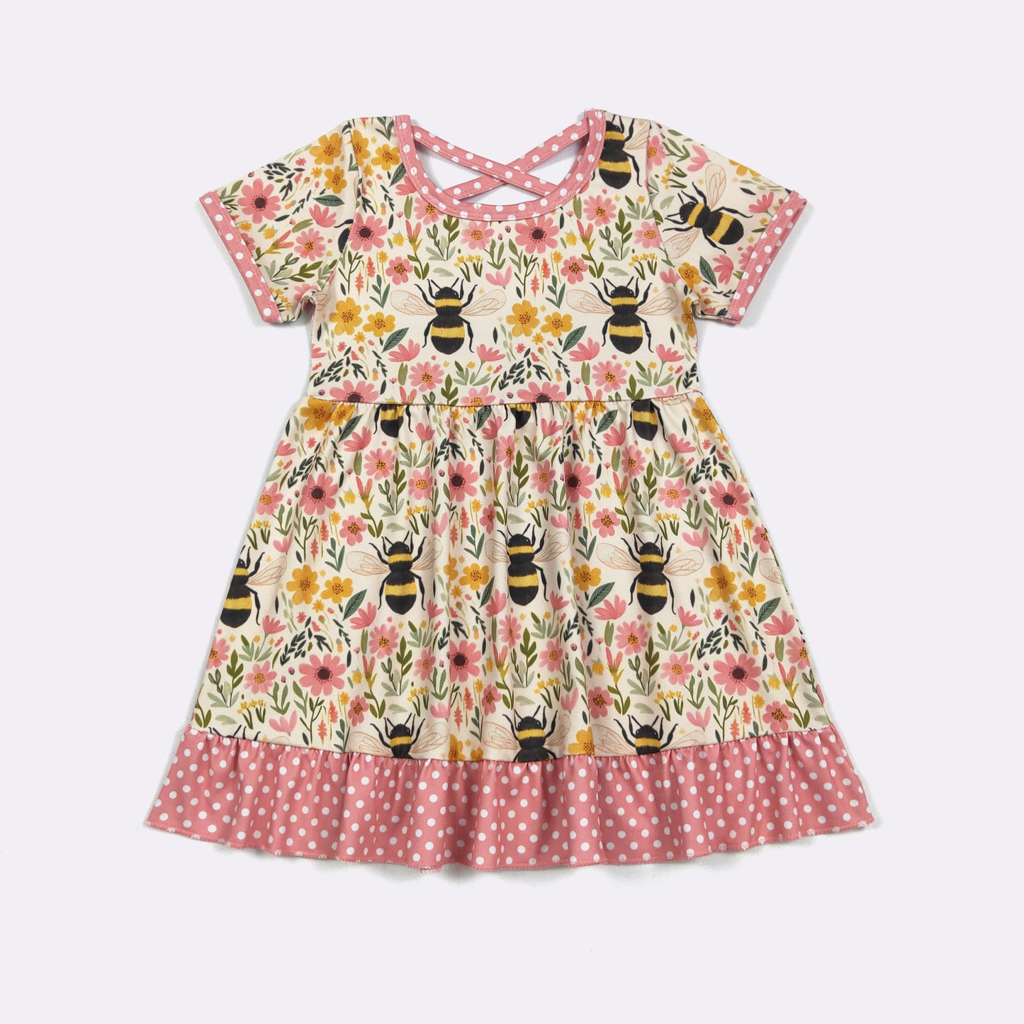 Bee Blooms Girls Dress by Clover Cottage 🌸