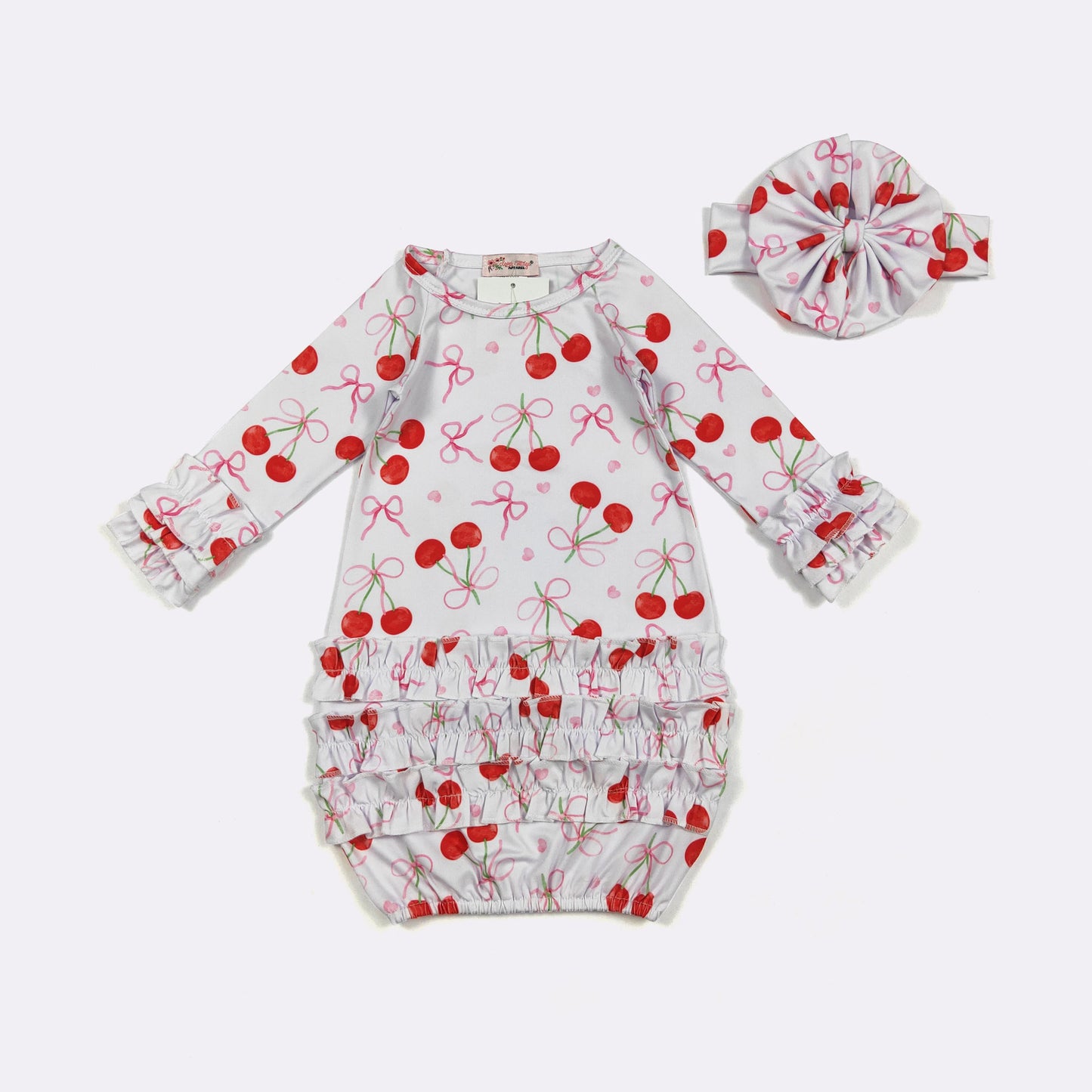 Coquette Cherry Baby Gown by Clover Cottage 🍒