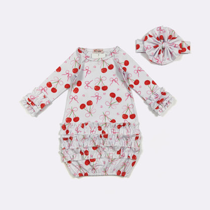 Coquette Cherry Baby Gown by Clover Cottage 🍒