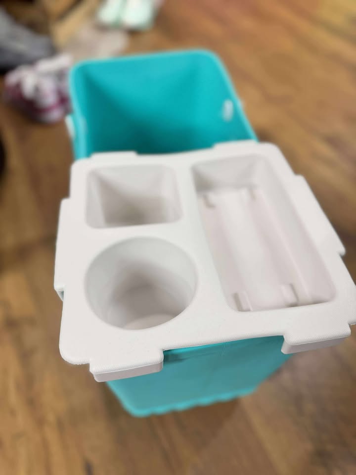 “Top o’ the Bogg To Ya topper tray in mushroom color sitting atop Original Bogg Bag”

“Tray view with built-in cup holders and tray within a tray design”

“Close-up of topper tray edges and EVA material texture”