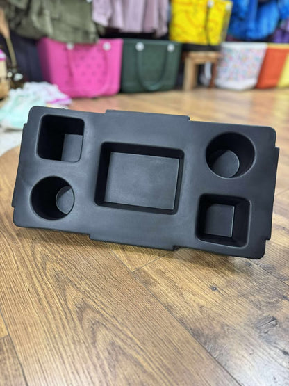 “Top o’ the Bogg To Ya topper tray in mushroom color sitting atop Original Bogg Bag”

“Tray view with built-in cup holders and tray within a tray design”

“Close-up of topper tray edges and EVA material texture”