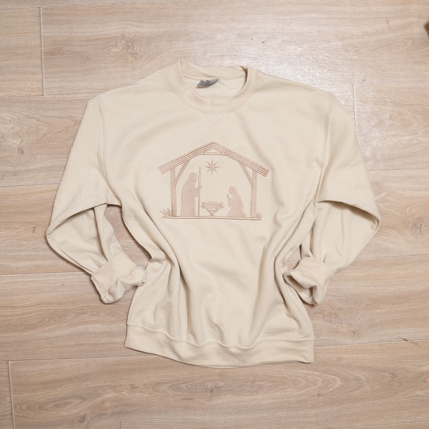Embroidered Nativity Scene Crewneck Sweatshirt – Christian Christmas Sweater