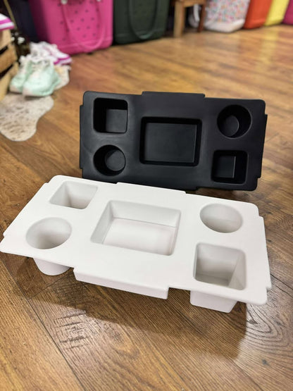 “Top o’ the Bogg To Ya topper tray in mushroom color sitting atop Original Bogg Bag”

“Tray view with built-in cup holders and tray within a tray design”

“Close-up of topper tray edges and EVA material texture”