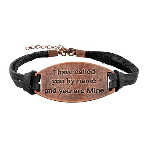 Threads of Faith Leather Bracelet | Adjustable Christian Metal Plate Bracelet
