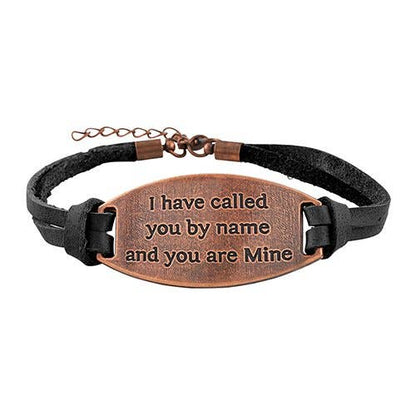 Threads of Faith Leather Bracelet | Adjustable Christian Metal Plate Bracelet