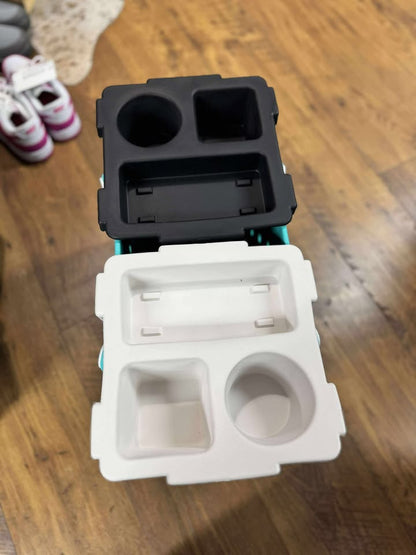 “Top o’ the Bogg To Ya topper tray in mushroom color sitting atop Original Bogg Bag”

“Tray view with built-in cup holders and tray within a tray design”

“Close-up of topper tray edges and EVA material texture”