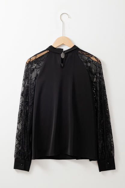 ~PREORDER ~ Black Lace Sleeve Keyhole Blouse ~PREORDER ~