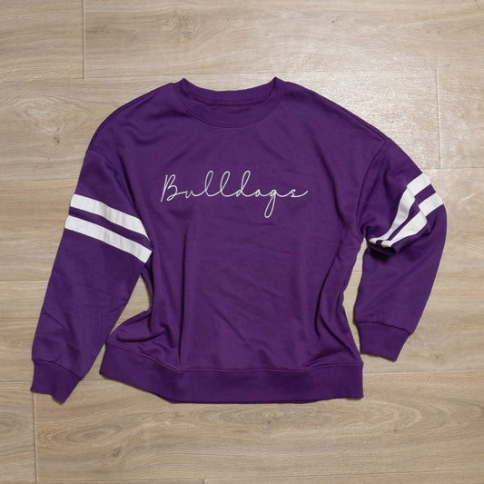Embroidered Bulldogs Crewneck Sweatshirt – Purple Spirit Wear