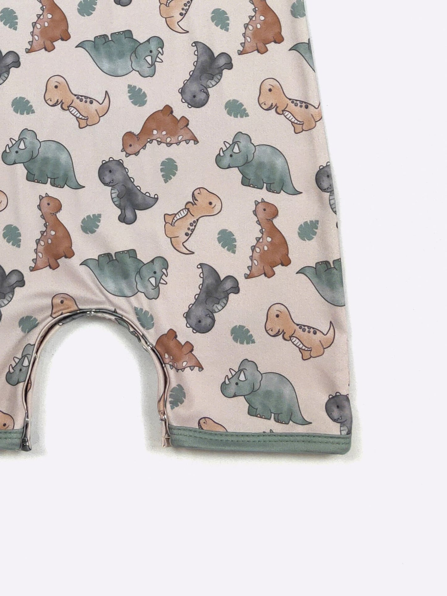 Dino Cutie Boy Romper | Dinosaur Print Baby Boy Summer Romper by Clover Cottage
