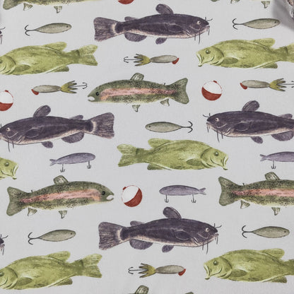 Catch of the Day Boy Romper | Fish Print Baby Boy Summer Romper by Clover Cottage