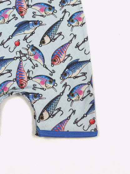 Lure Boy Romper | Fishing Lure Print Baby Boy Summer Romper by Clover