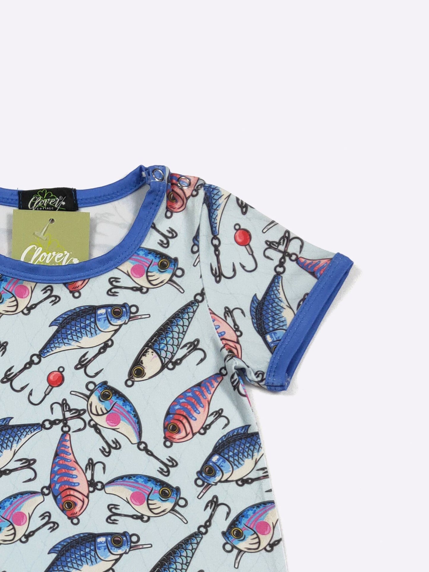Lure Boy Romper | Fishing Lure Print Baby Boy Summer Romper by Clover