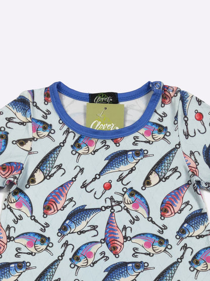 Lure Boy Romper | Fishing Lure Print Baby Boy Summer Romper by Clover