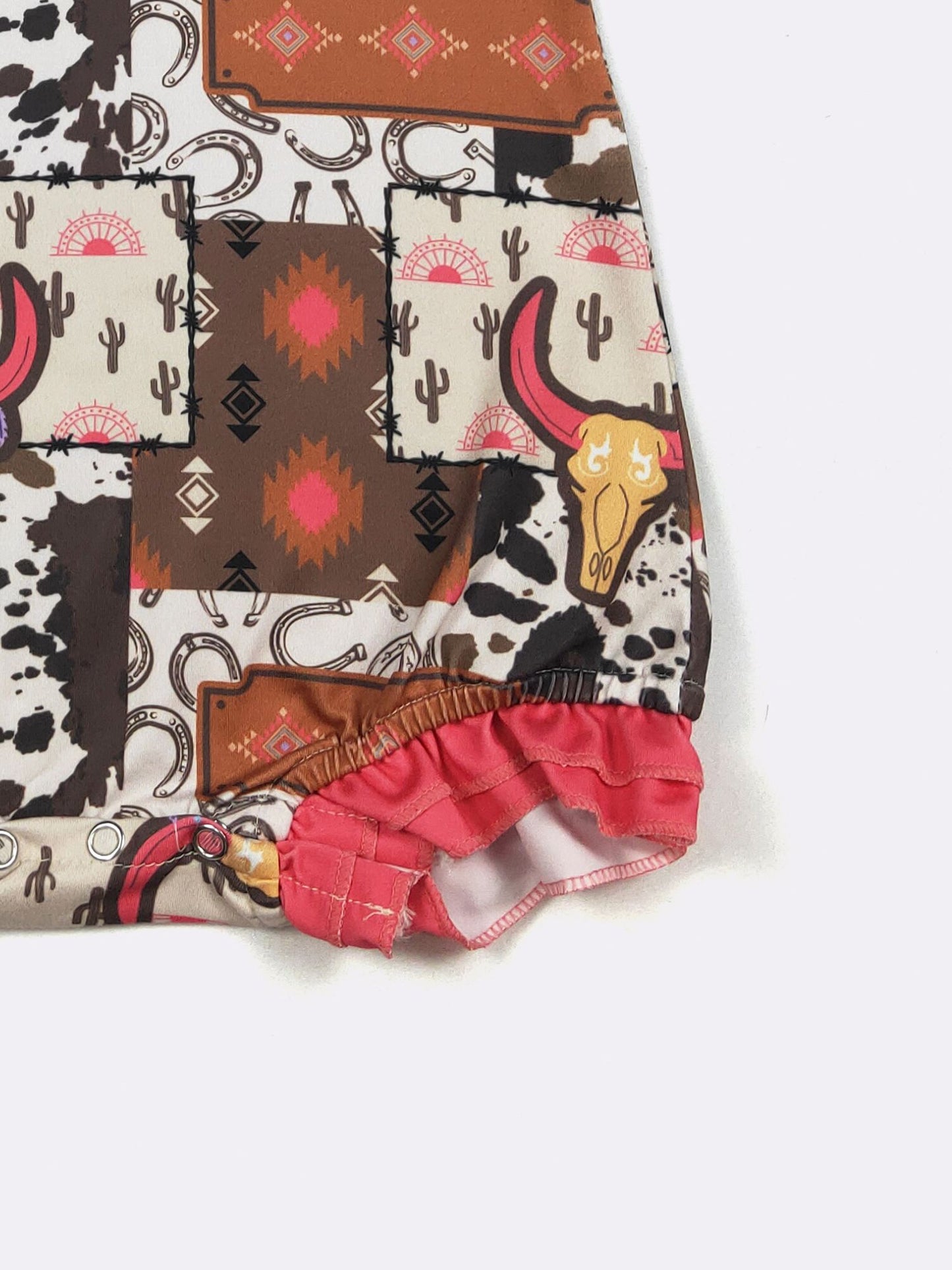 Electric Longhorn Baby Romper – Western Ruffle Baby Girl One Piece Outfit