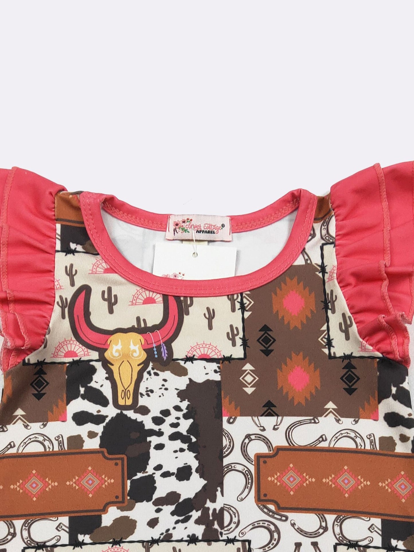 Electric Longhorn Baby Romper – Western Ruffle Baby Girl One Piece Outfit