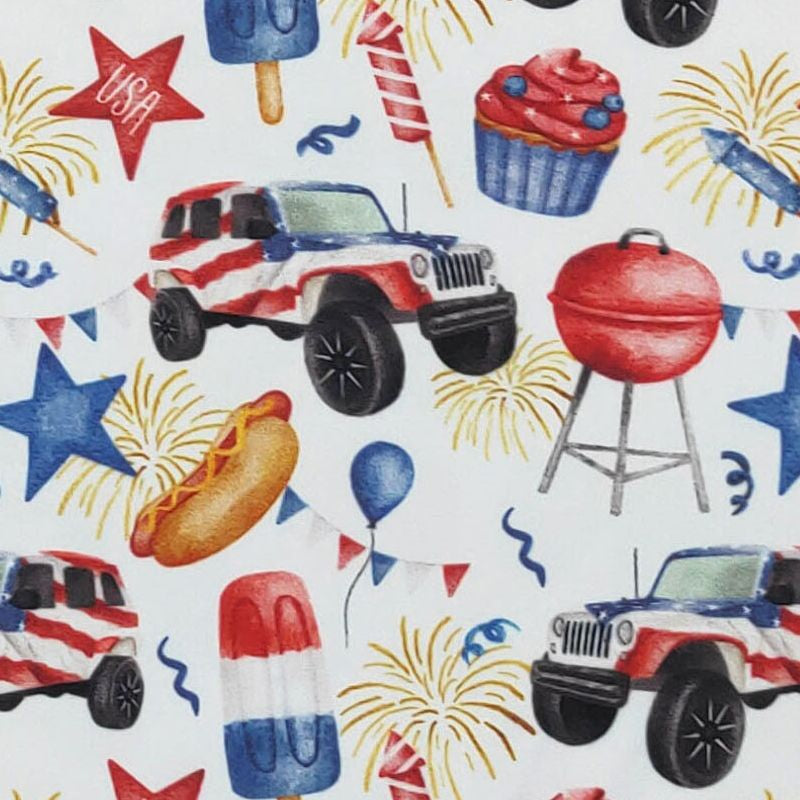 Cookout Merica Boy Romper | Patriotic Baby Boy Summer Romper by Clover Cottage