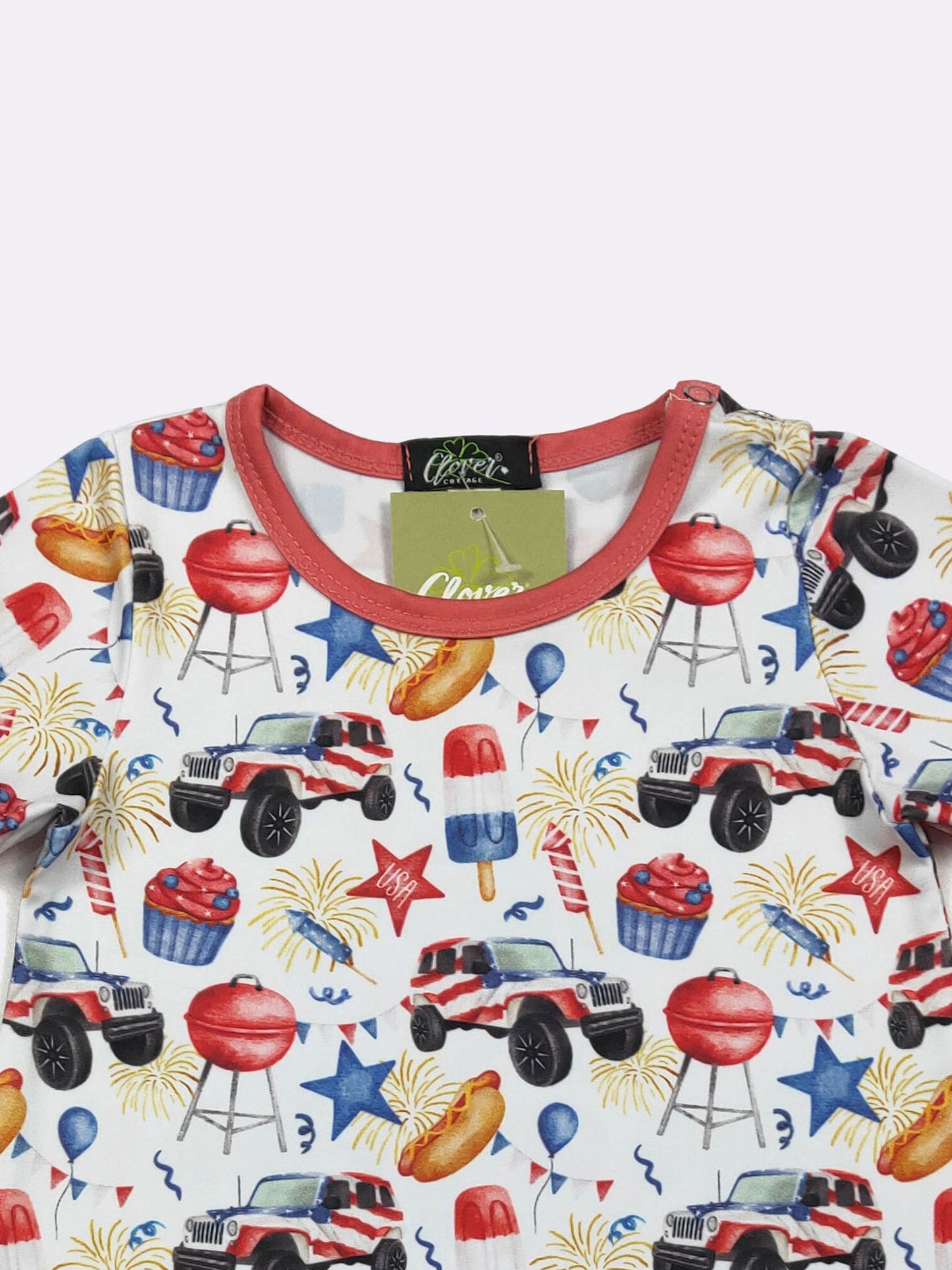 Cookout Merica Boy Romper | Patriotic Baby Boy Summer Romper by Clover Cottage