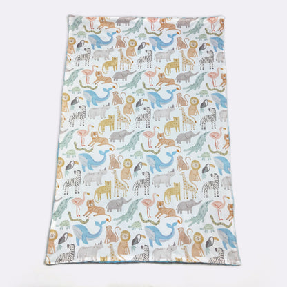 Zoo Animals Minky Baby Blanket | Soft Baby Shower Gift Blanket by Clover Cottage