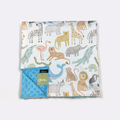 Zoo Animals Minky Baby Blanket | Soft Baby Shower Gift Blanket by Clover Cottage