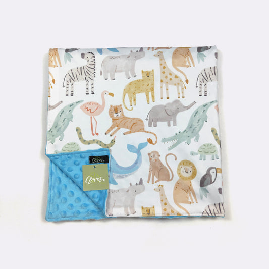 Zoo Animals Minky Baby Blanket | Soft Baby Shower Gift Blanket by Clover Cottage