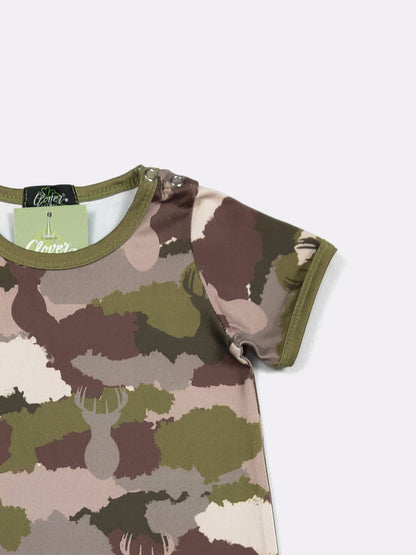 Deer Camo Boy Romper | Camo Deer Print Baby Boy Summer Romper by Clover Cottage
