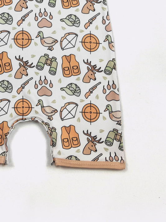 Outdoor Hunt Baby Boy Romper – Short Sleeve Hunting Print One Piece Outfit