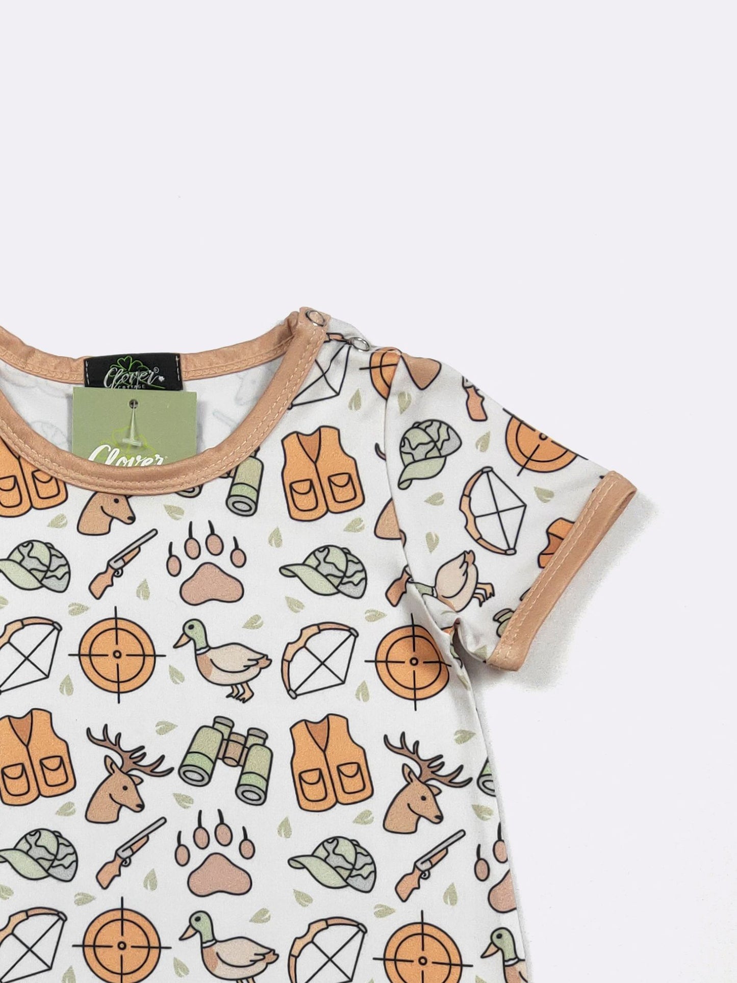 Outdoor Hunt Baby Boy Romper – Short Sleeve Hunting Print One Piece Outfit
