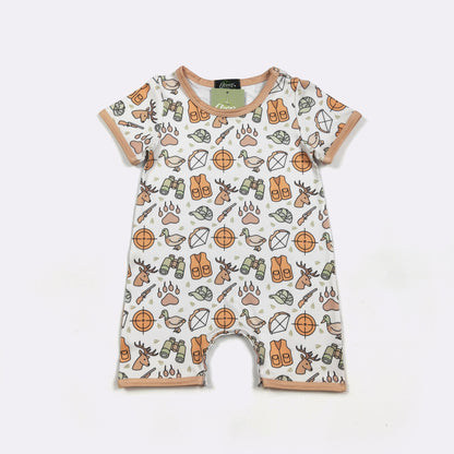 Outdoor Hunt Baby Boy Romper – Short Sleeve Hunting Print One Piece Outfit