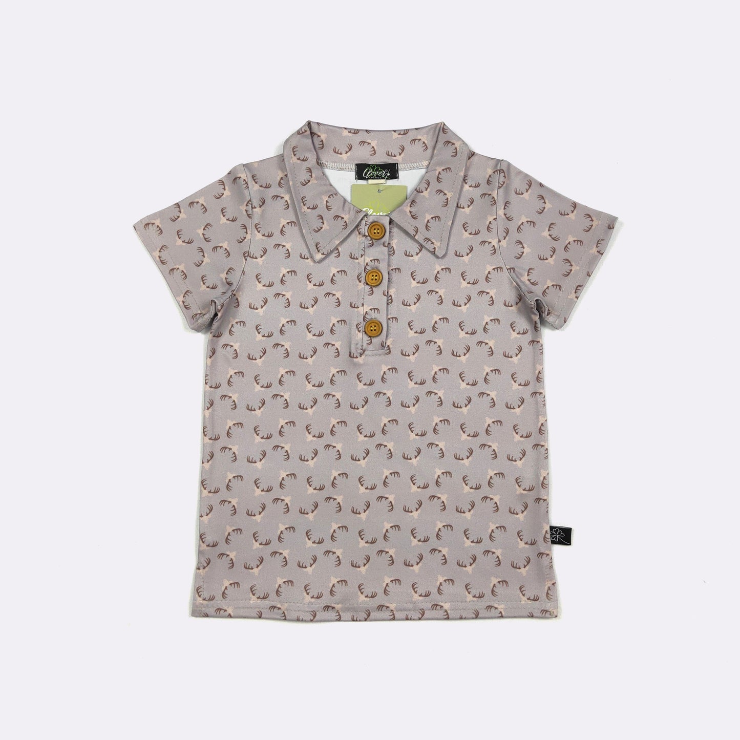 Antler Boy Collar Shirt | Boys Boutique Golf Shirt by Clover Cottage