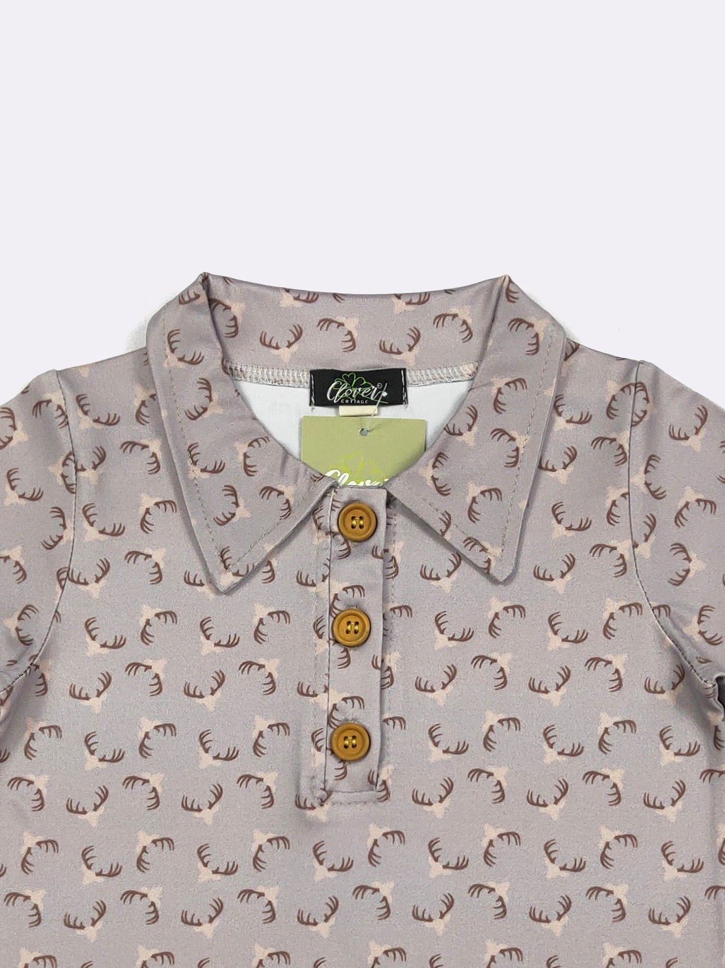 Antler Boy Collar Shirt | Boys Boutique Golf Shirt by Clover Cottage