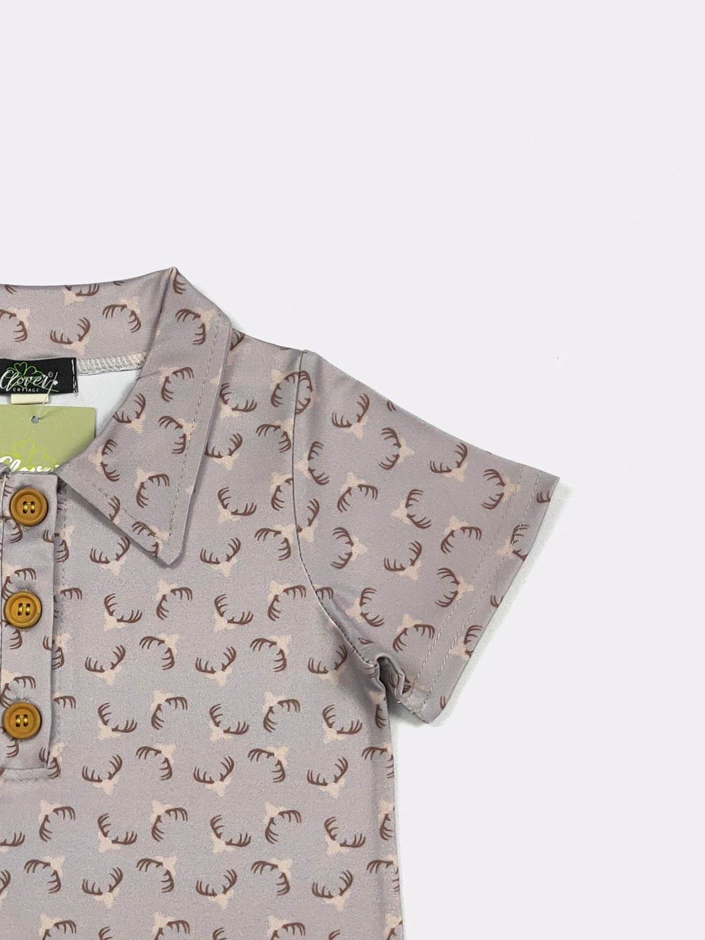 Antler Boy Collar Shirt | Boys Boutique Golf Shirt by Clover Cottage