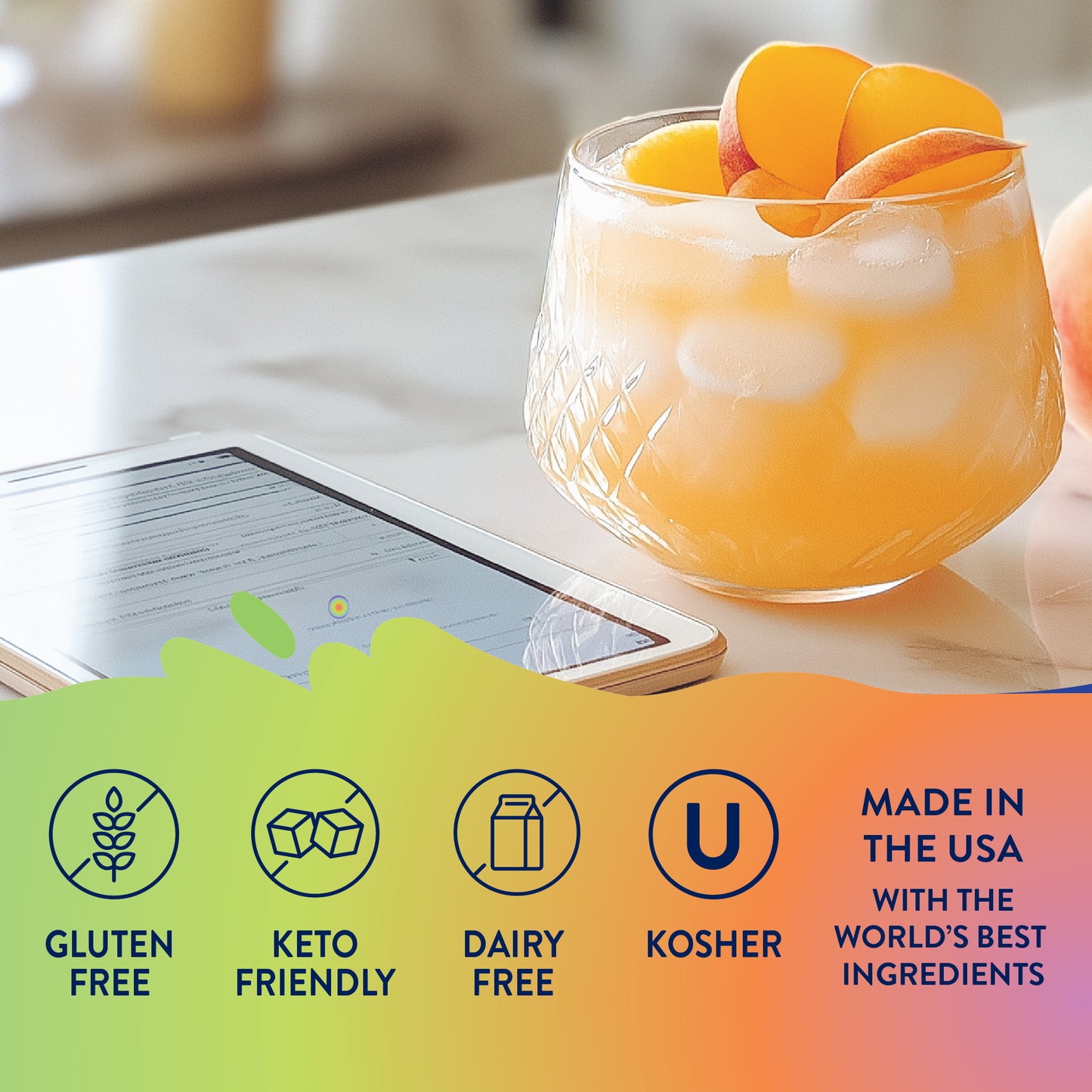 Jordan’s Skinny Mixes Peach Mango Energy Syrup – Zero Sugar Caffeine Drink Mix