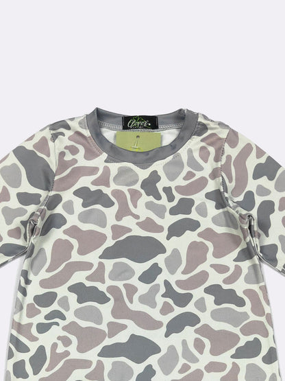 LS Urban Camo Boy Romper | Long Sleeve Baby Boy Boutique Romper by Clover Cottage