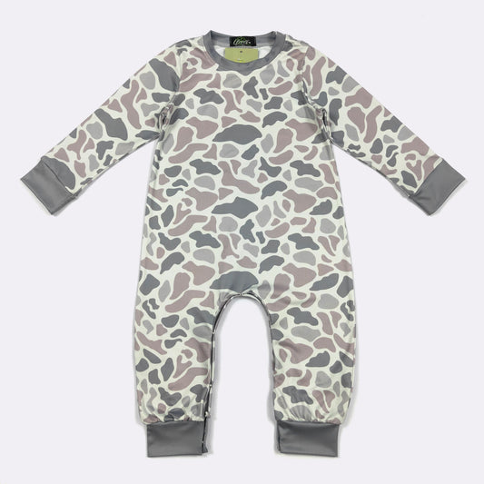 LS Urban Camo Boy Romper | Long Sleeve Baby Boy Boutique Romper by Clover Cottage