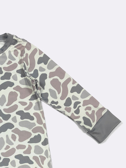 LS Urban Camo Boy Romper | Long Sleeve Baby Boy Boutique Romper by Clover Cottage