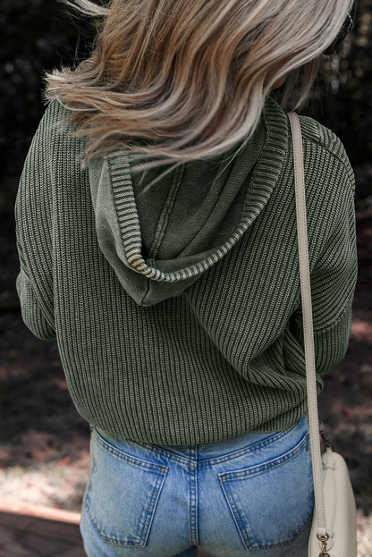 Misty Morning Hooded Sweater | Mineral Wash Cotton Knit Pullover
