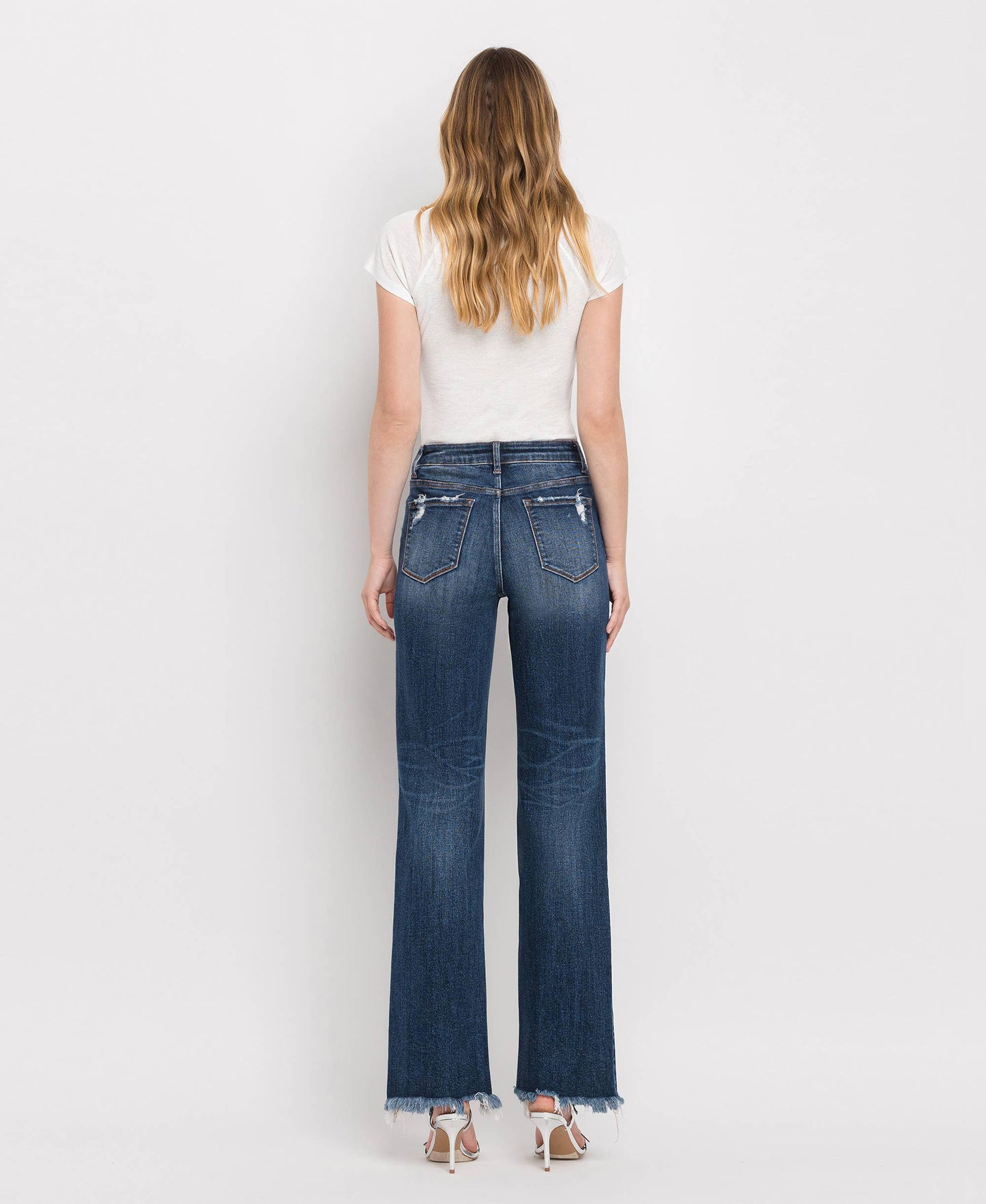 TUMMY CONTROL HIGH RISE FRAYED HEM DAD JEANS LOVERVET BY VERVET