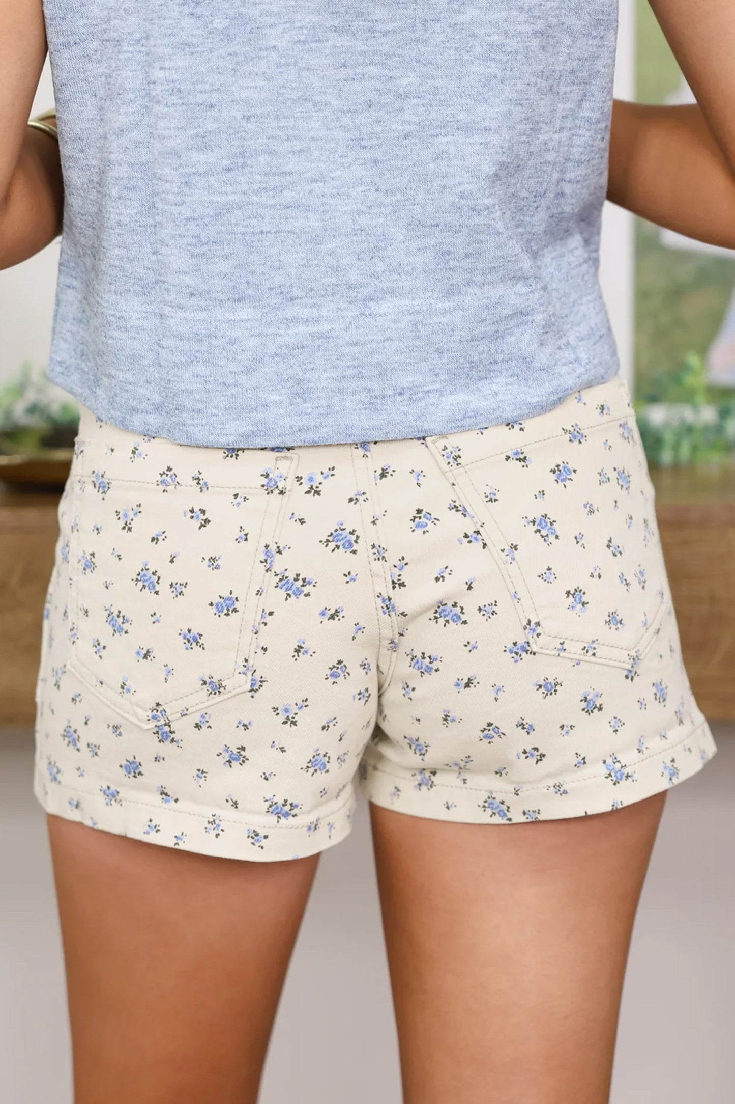 ~PREORDER ~ White Floral Casual Cute Denim Shorts ~PREORDER ~