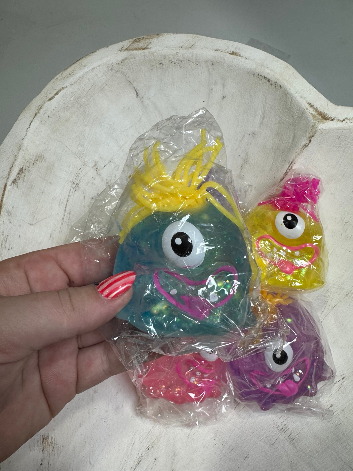 One-Eyed Glitter Monster Squeeze Toy | Colorful Sensory Fidget Monster