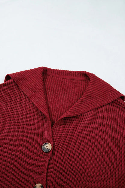 ~PREORDER~ Wine & Dine Red Dahlia Oversized Button Front Sweater Cardigan ~PREORDER~