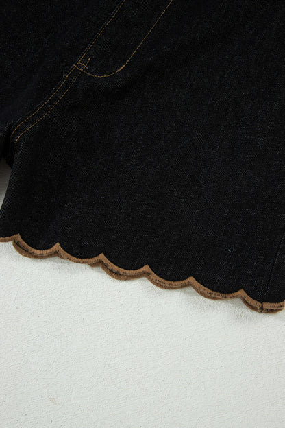 ~PREORDER ~ Scalloped Trim Casual Denim Shorts ~PREORDER ~