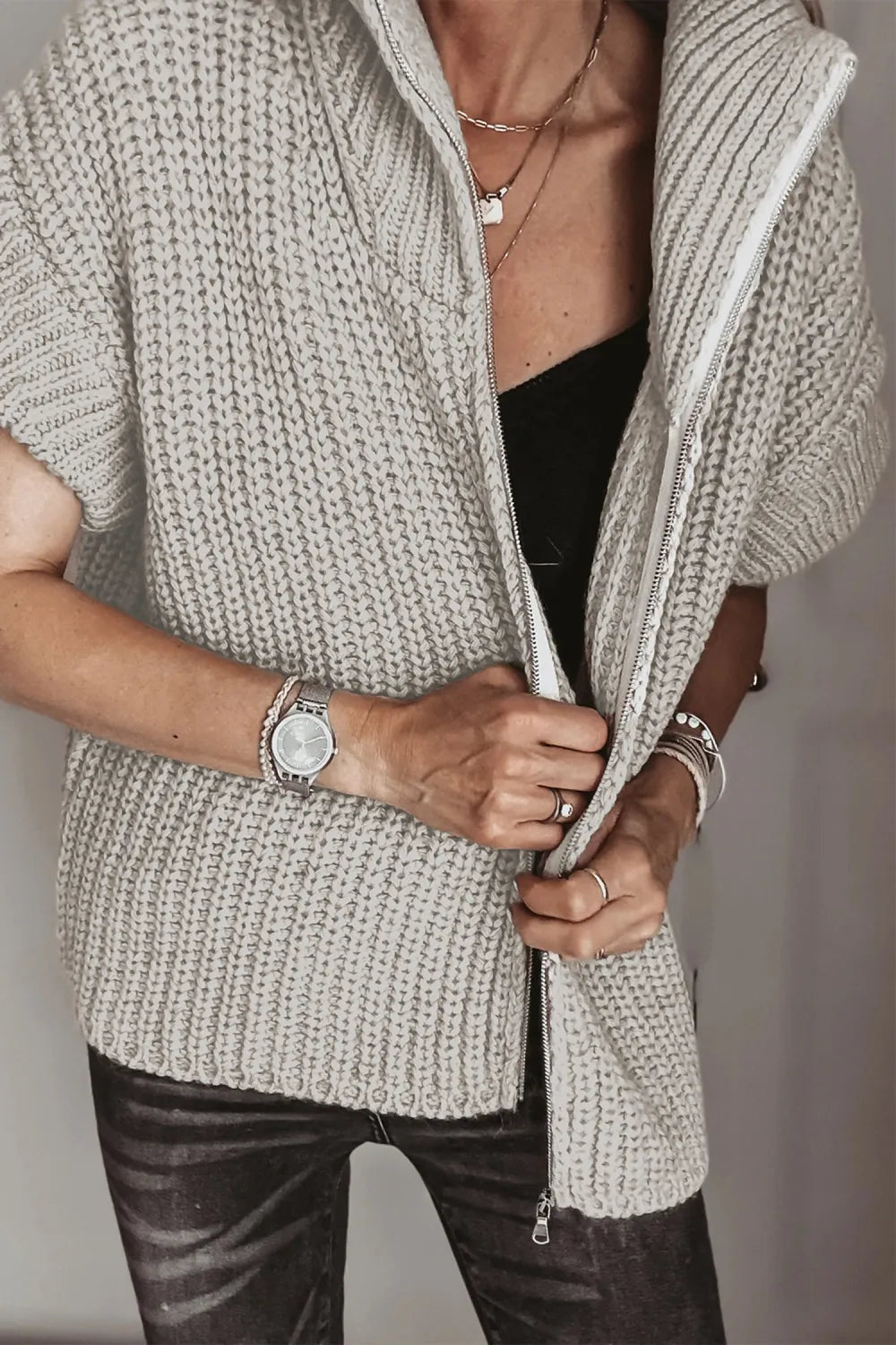 ~PREORDER~ Zip It Up Short Sleeve Knit Sweater ~PREORDER~