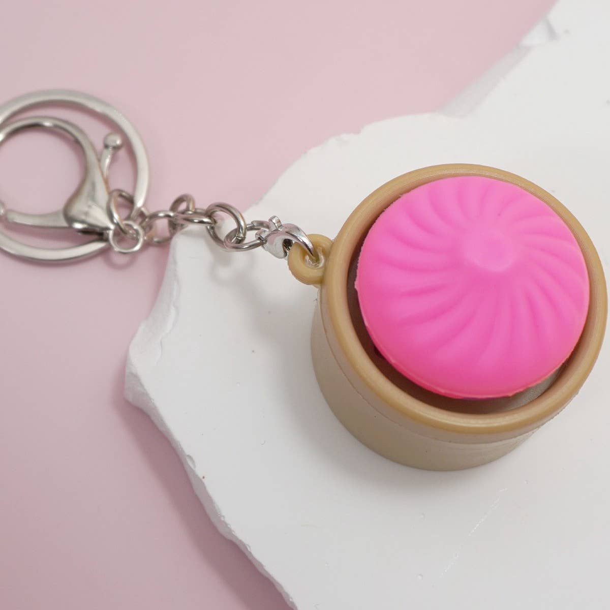Dim Sum Squish Keychain | Mini Bamboo Steamer Sensory Fidget Toy