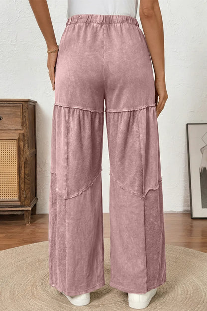~PREORDER~ Dusty Rose Mineral Wash Patchwork Wide Leg Pants ~PREORDER~