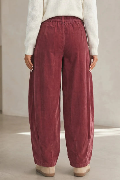 ~PREORDER~ Racing Red Drawstring Corduroy Barrel Pants ~PREORDER~