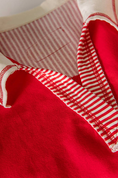 Oversized Collared Knit Top | Contrast Detail Half Sleeve Casual Shirt