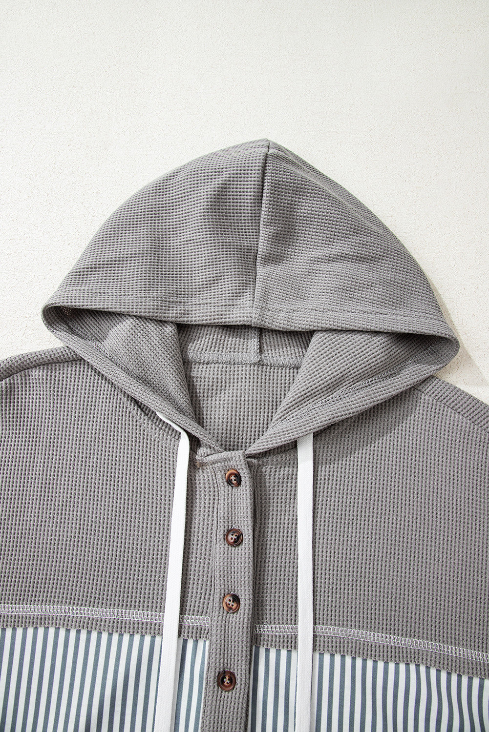 ~PREORDER~ Gray Cozy Mix Waffle Knit Patchwork Hoodie ~PREORDER~